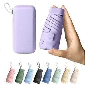 Compact Travel Umbrella UPF50+ Mini Parasol for Women, Lightweight UV Protection 6Fold Wind Resistant Design Purple