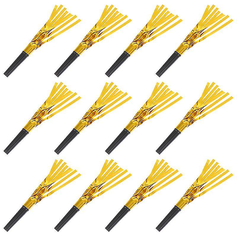 16.5X0.9cm Golden Party Games 12pcs New Year Whistles Party Whistles Tassel Toys New Year Party Prop