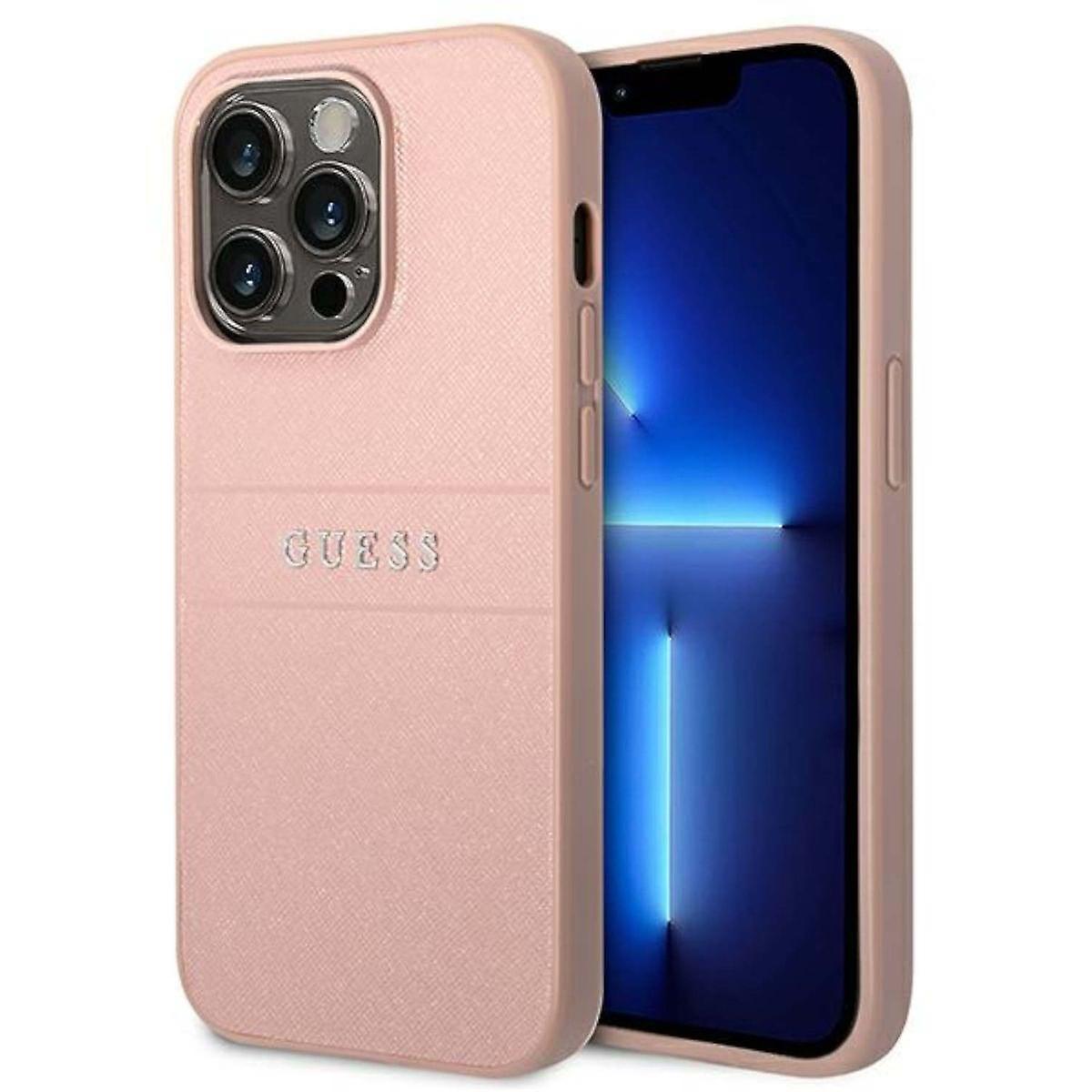 Guess Saffiano 表带系列 Apple iPhone 14 Pro 硬壳 保护套 Schutzhülle 粉色