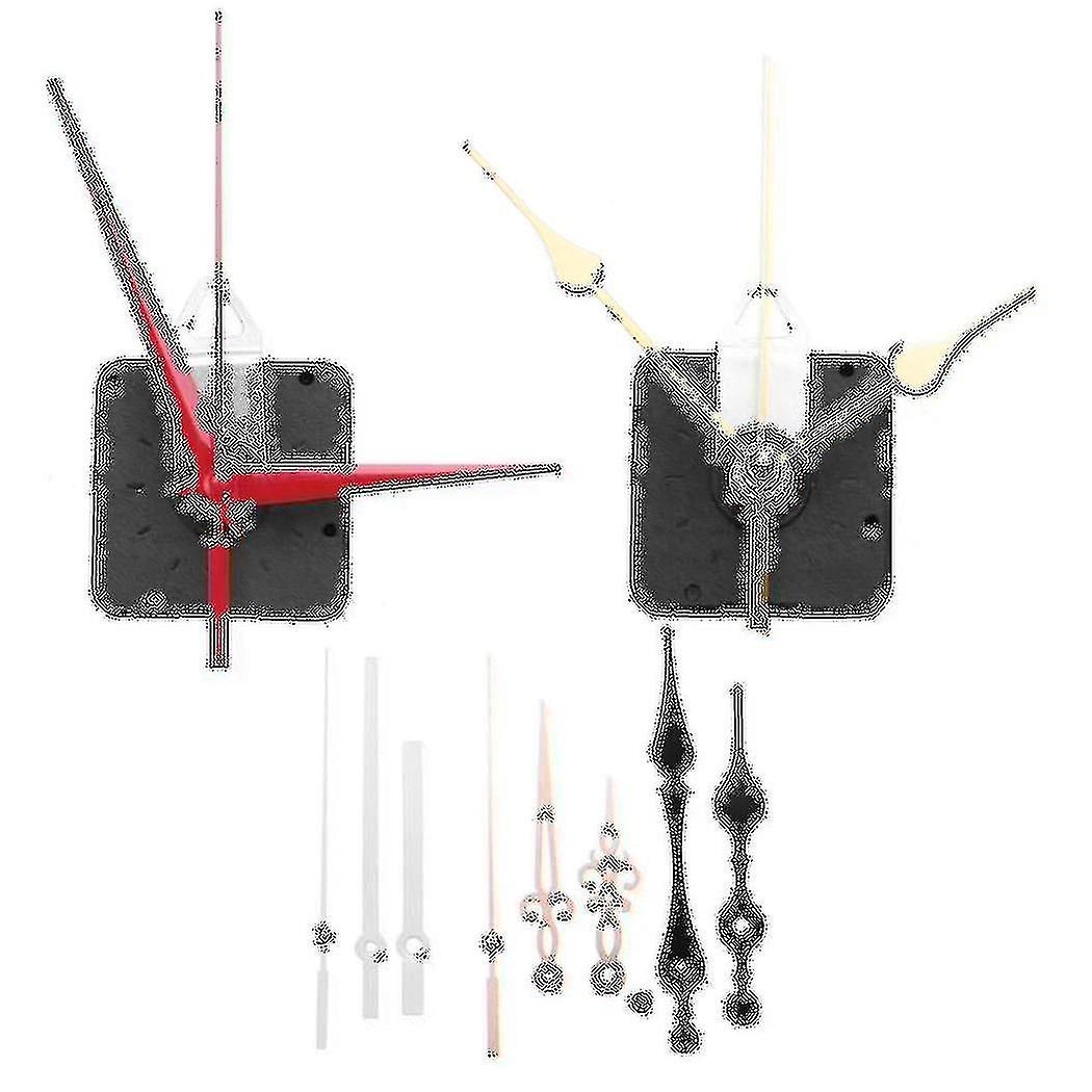 2pcs Non-ticking Quartz Diy Wall Clock Movement Mechanism Kit With 5 Different Of Repair Parts Repl