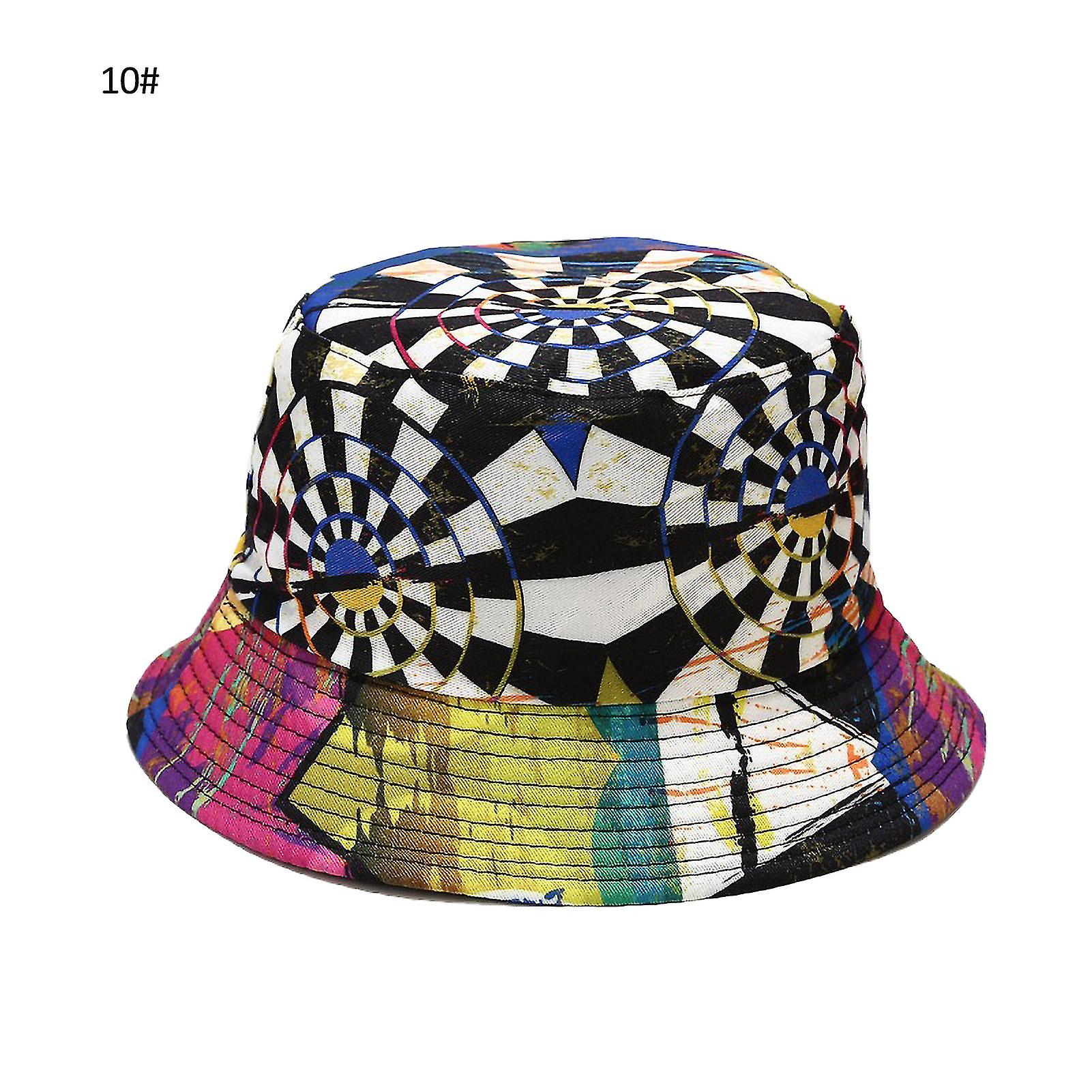 Plant Print Unisex Reversible Fisherman Cap Beach Summer Sunscreen Bucket Hat