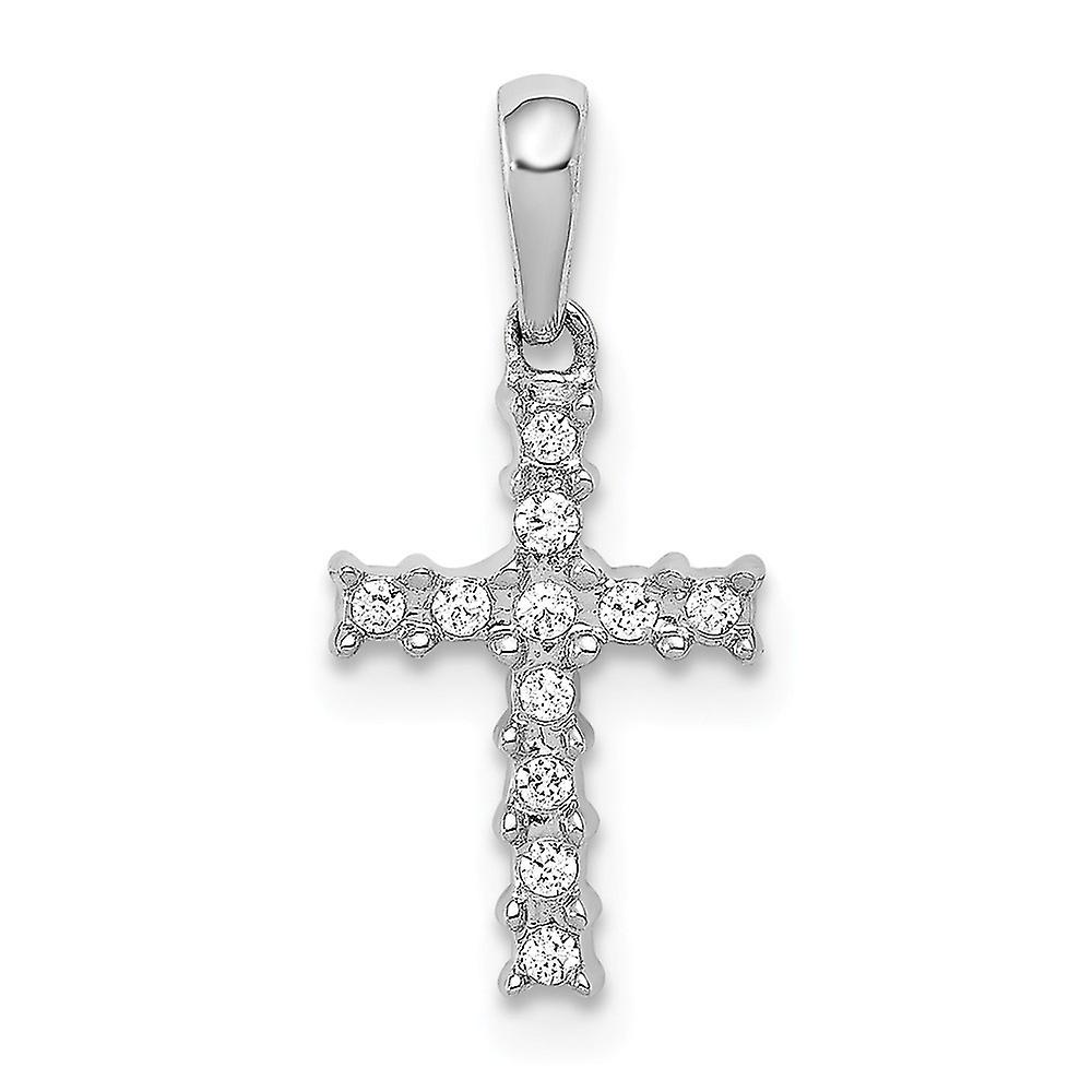 14k White Gold Diamond Religious Faith Cross Pendant Necklace Measures