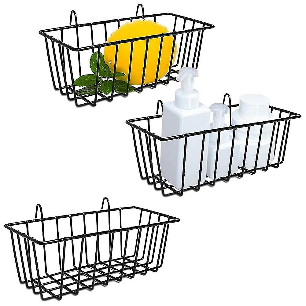 3 Pcs Wire Baskets,wall Grid Panel Hanging Wire Basket,wall and Display Basket for Cabinet & Pantry