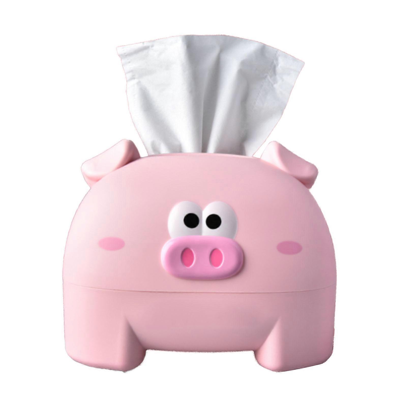 Cute Tissue Storage Box Pig Shaped Decorative Towel Napkin Container Case For Tabletop Pink 