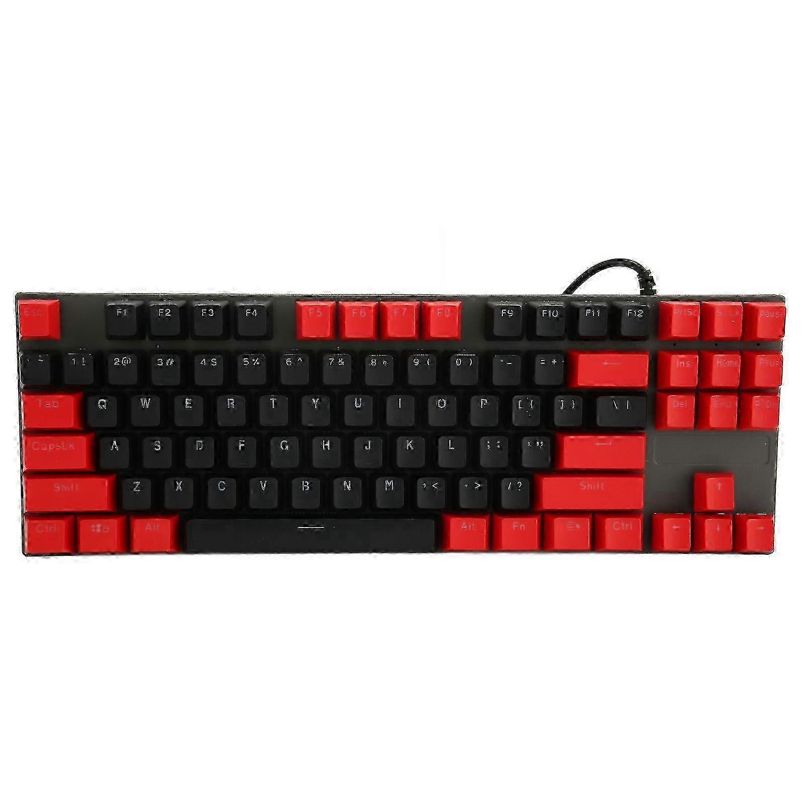 Mechanical Keyboard 87 Keys Blue Switch RGB Backlit Contrast Color Ergonomic Wired Keyboard for Laptop Desktop PC Wired Black Red