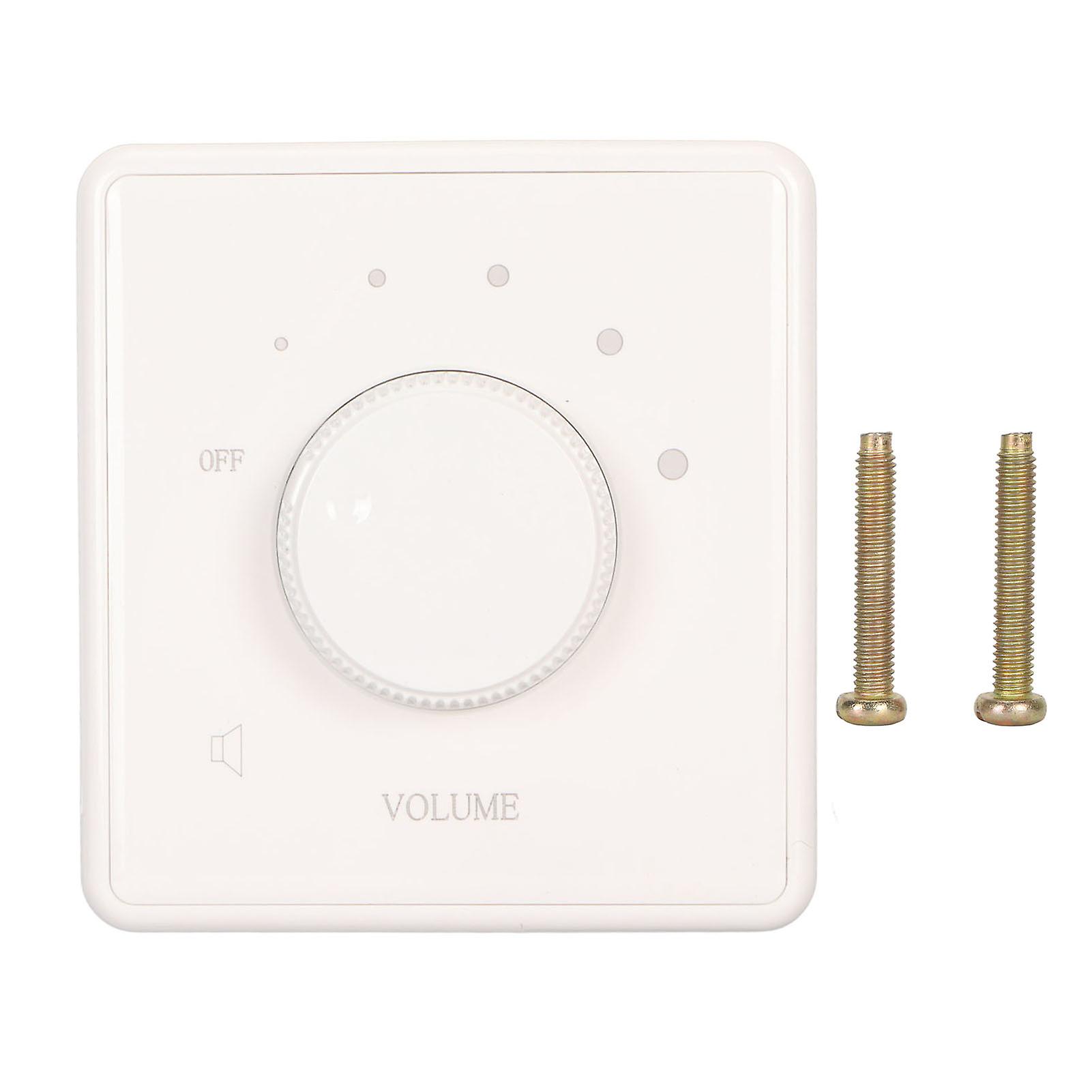 10W Wall Mount Volume Control Knob, Volume Control Wall Plate, Rotary Knob, Volume Controller for Home Speakers, White