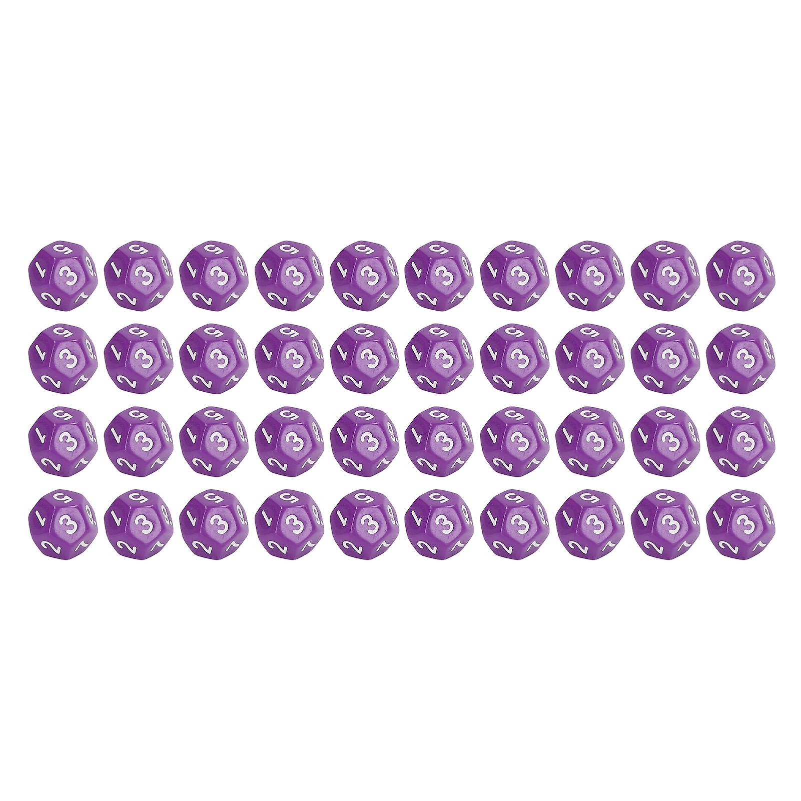 Lot de 40 dés polyédriques à 12 faces, pour jeux de société, fêtes de famille, pubs, clubs, violet