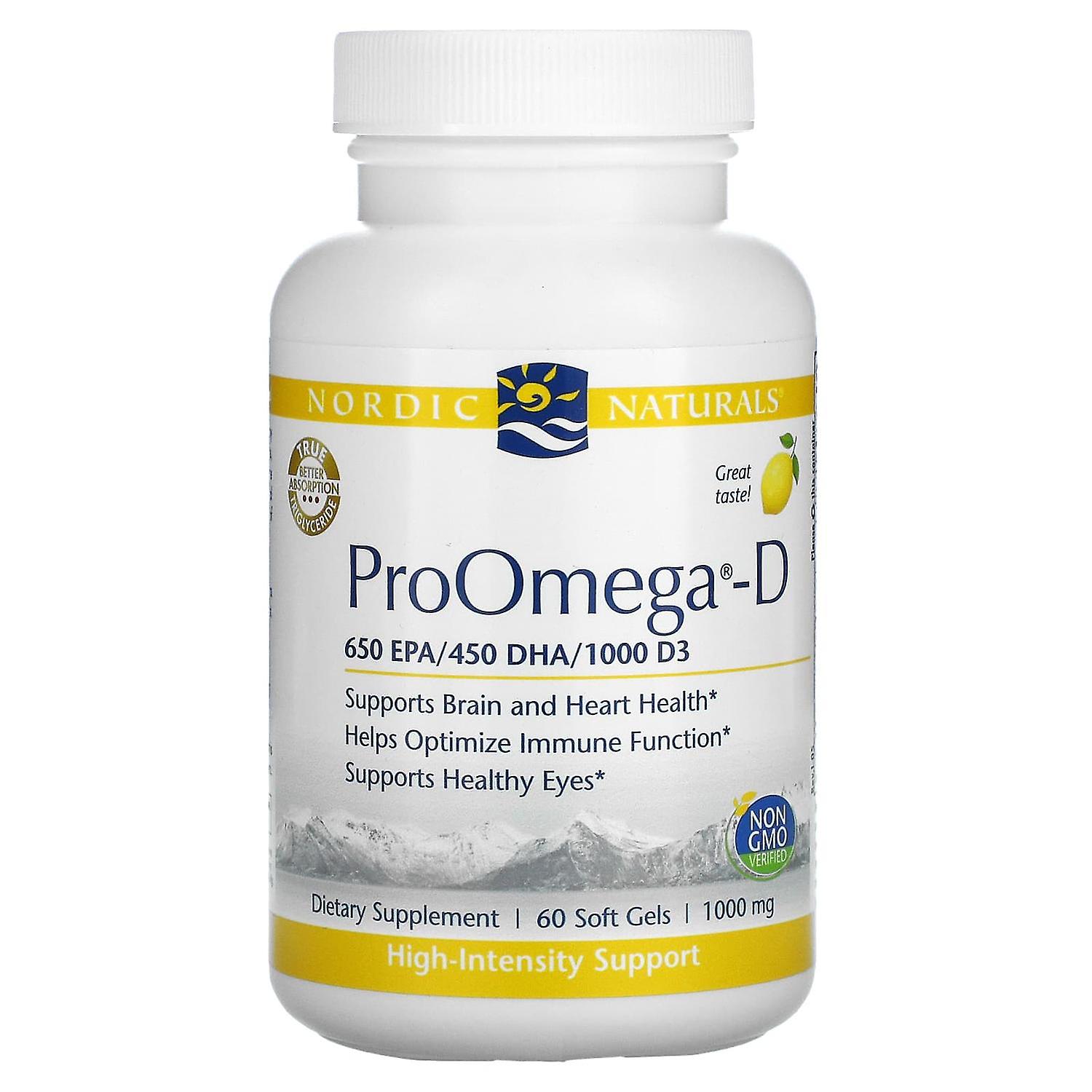 Nordic Naturals, ProOmega-D, Lemon, 1,000 mg, 60 Soft Gels