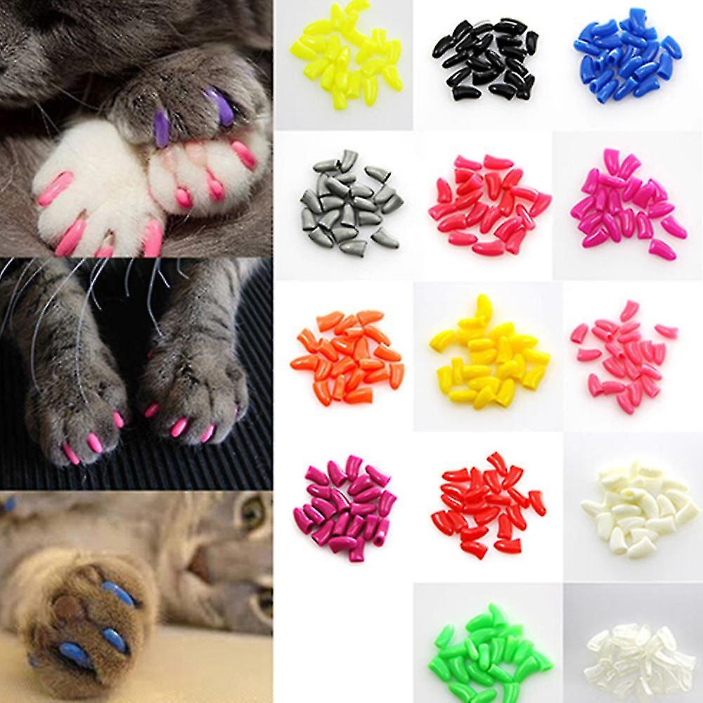 20pcs πολύχρωμα μαλακά μη τοξικά κατοικίδια ζώα γάτας νύχι καλύμματα πόδια καρφιά προστατευτικά ψηλά