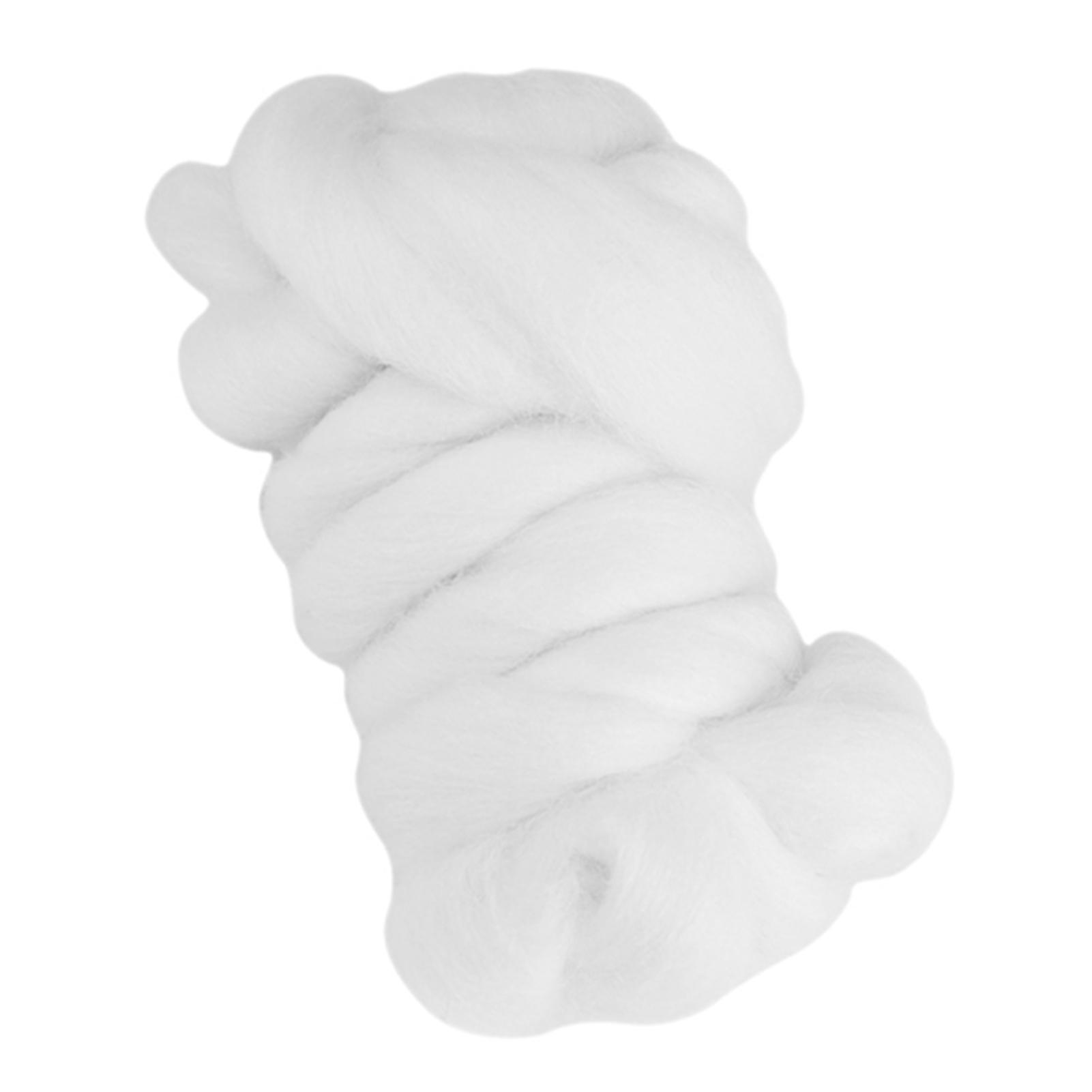 55g White Needle Felting Wool Roving for Handiwork, 2m Length