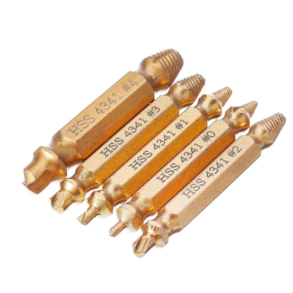 5Pcs Double Side Damaged Screw Bolt Extractor Drill Bits Gold Oxide Edition Stripped Screw Removers