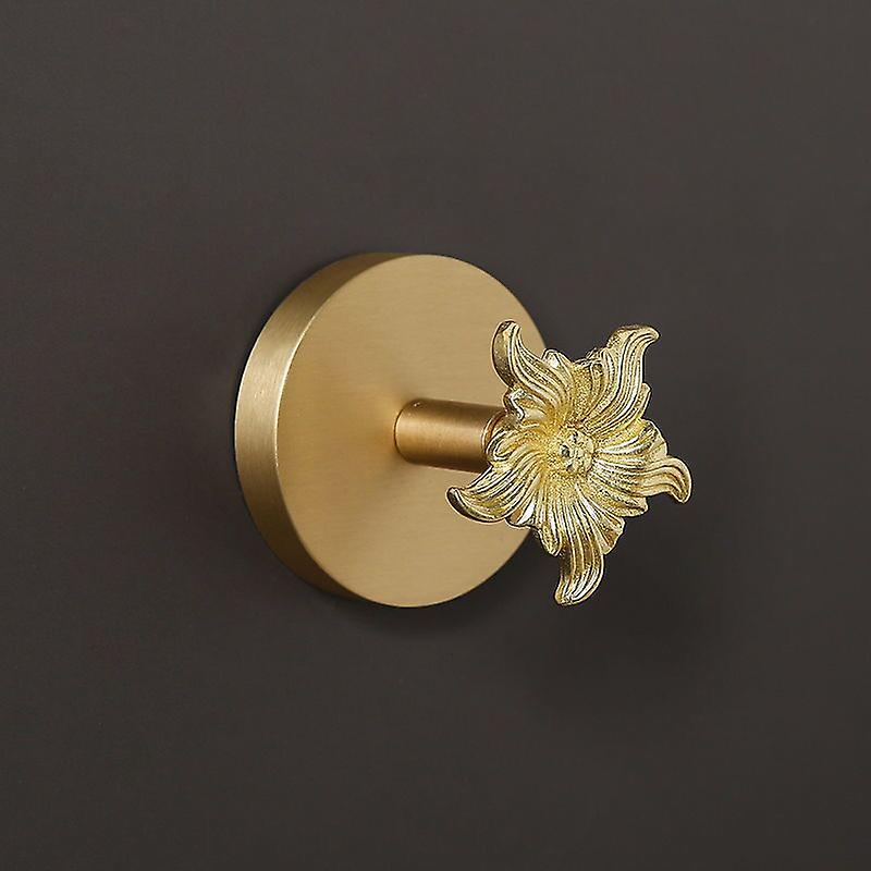 Brass Gold Animal Hook Solid Brass Coat Hook Door Back Hook(Sunflower)