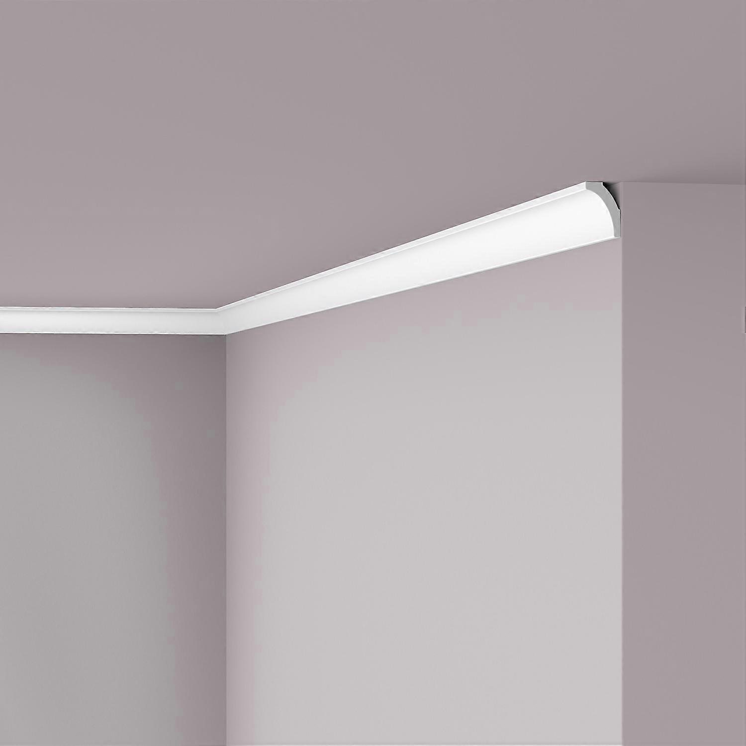 NMC 1 x Cornice moulding WT8 WALLSTYL 200 cm x 2 cm x 3 cm white Extruded polystyrene (HDPS) pre-primed lightweight, dimensionally stable, shockproof