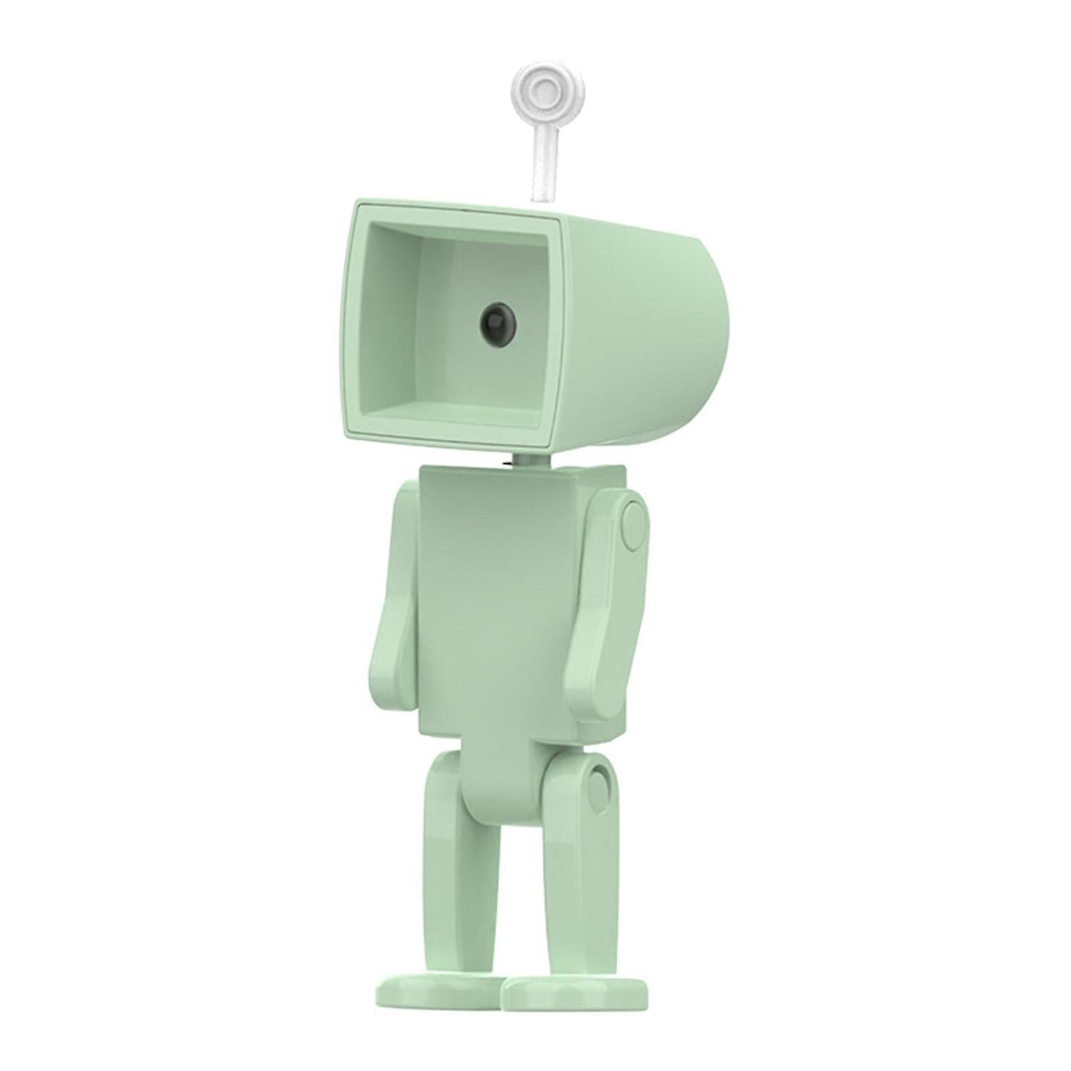 مصباح طاولة ليلي على شكل روبوت لغرفة المعيشة والنوم وديكور المنزل مربع أبيض