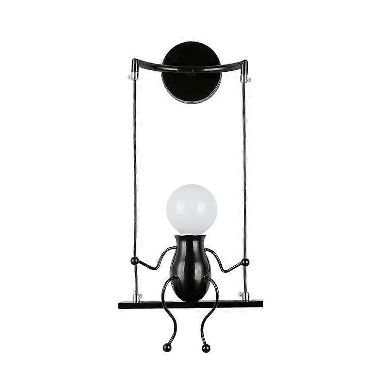 Creative Humanoid Wall Lamp Modern Led Wall Light Simple Candle (Black)