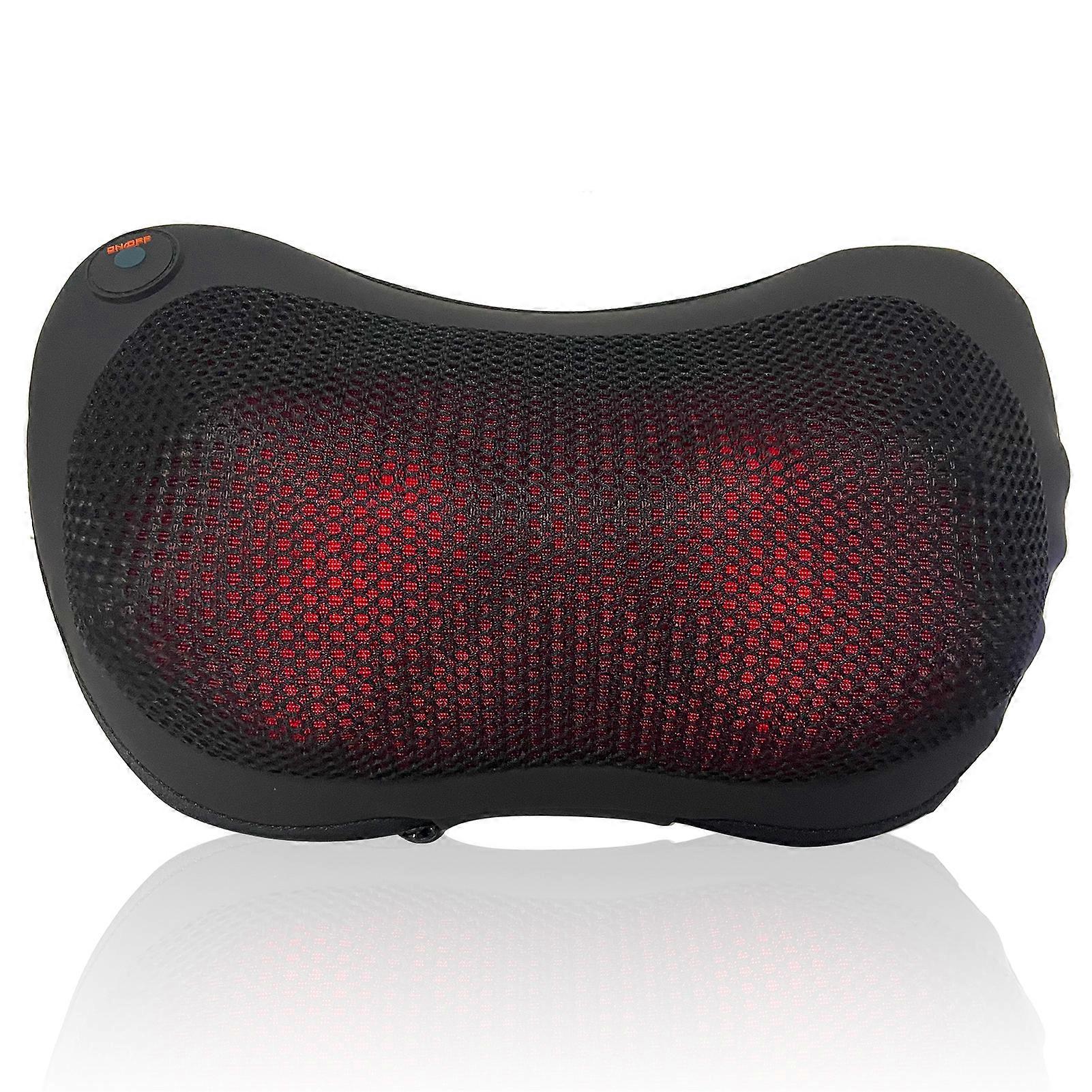 8 Kneading Rollers Heating Neck Shoulder Back Massage Pillow Cushion Black EU Plug 100240V E2U~01