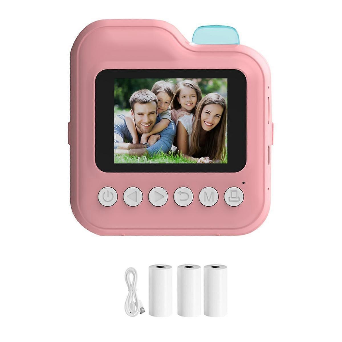 Kids Instant Printer Camera Boys Girls Gift Children Digital Video Camera Photo Thremal Printing Camera Pink