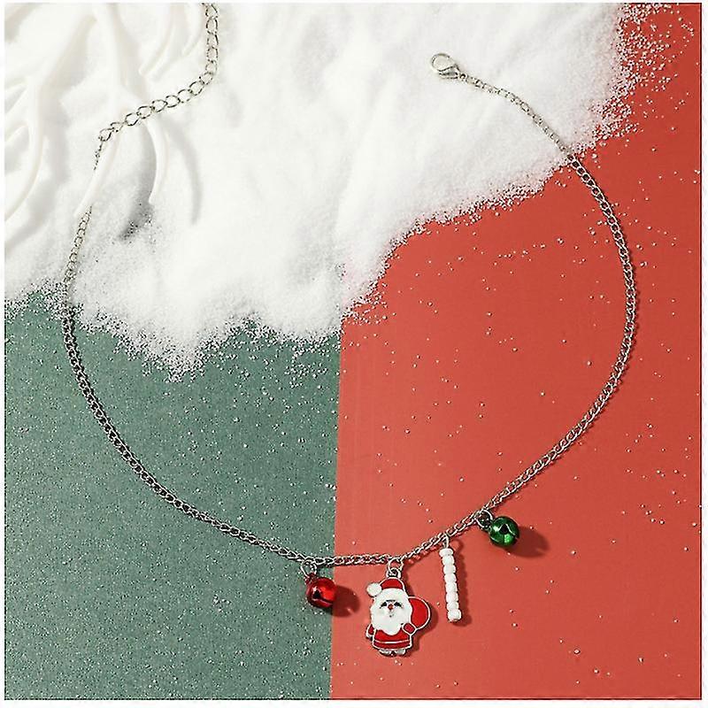 Jianghuo Delicate Colorful Bells Crystal Christmas Tree Pendant Necklace For Women Men Fashion Xmas Clavicle Collier Party Gift Jewelry