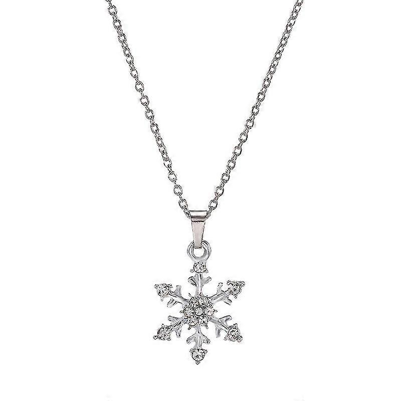 Colar de floco de neve banhado a prata com strass