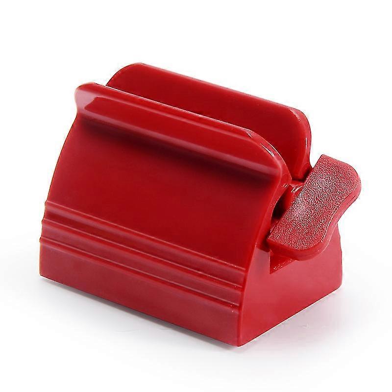 Toothpaste Squeezer Rolling Tube Toothpaste Squeeze Dispenser Toothpaste Seat Holder Stand Squeezer(2pcs, Red+white)