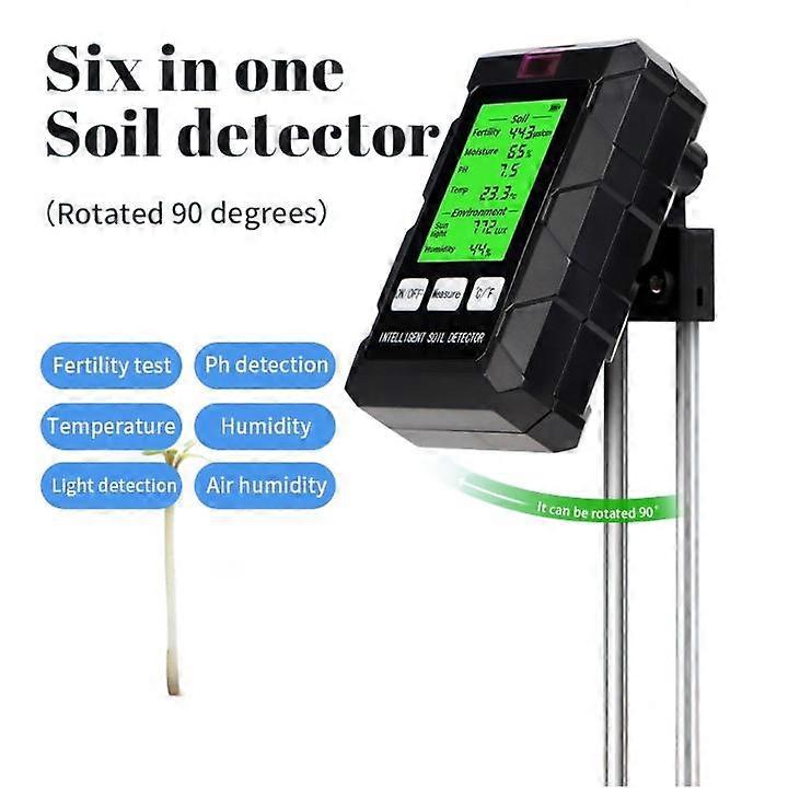 6in1 Soil Tester LCD Soil Measuring Device Tester PH Value Temperature Light Humidity js