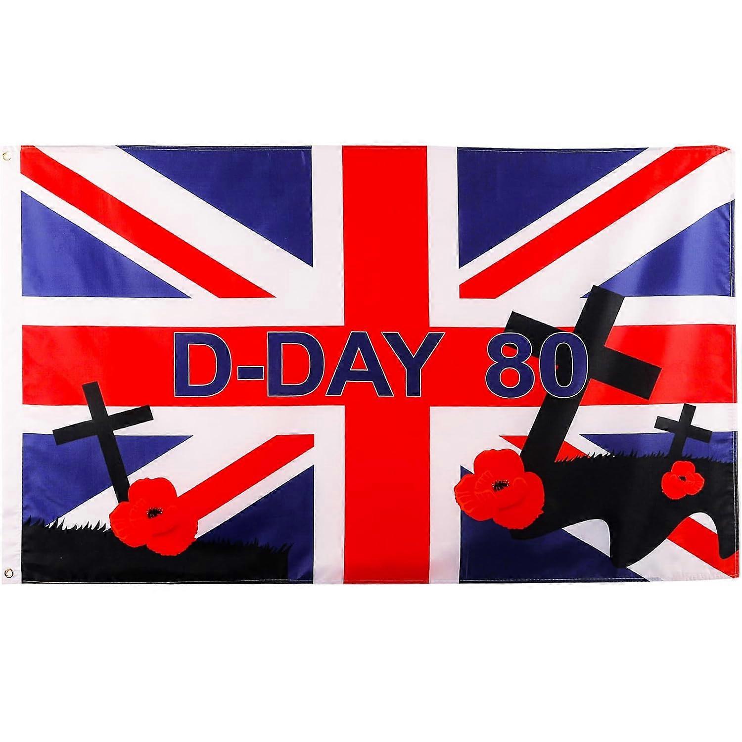 80th Anniversary of Landing Flags 6th June Commemorative Flag Memorial Flag for 80th Anniversary of D-Day for Outdoor Indoor Events Party Style 19