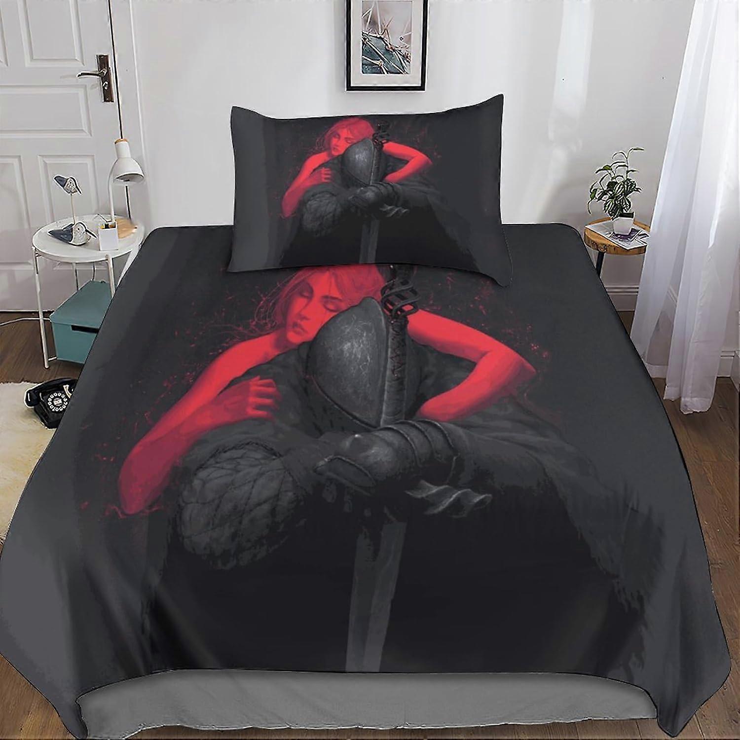 غطاء لحاف نايت مطبوع D ، غطاء لحاف من الألياف الدقيقة ، طقم مفروشات من الألياف الدقيقة من العصور الوسطى للبالغين بسحاب 135 * 200 سم