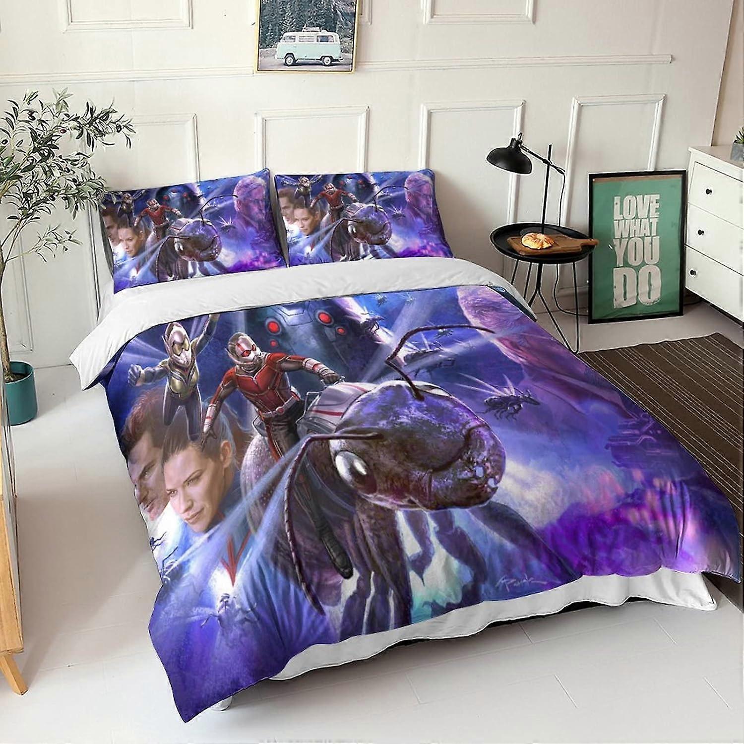 Ant-Man and The Wasp Printed Duvet Cover Microfiber Bedding Set with Zippermforter Sets with Pillowcases for Boys and Girls Double 135*200 CM
