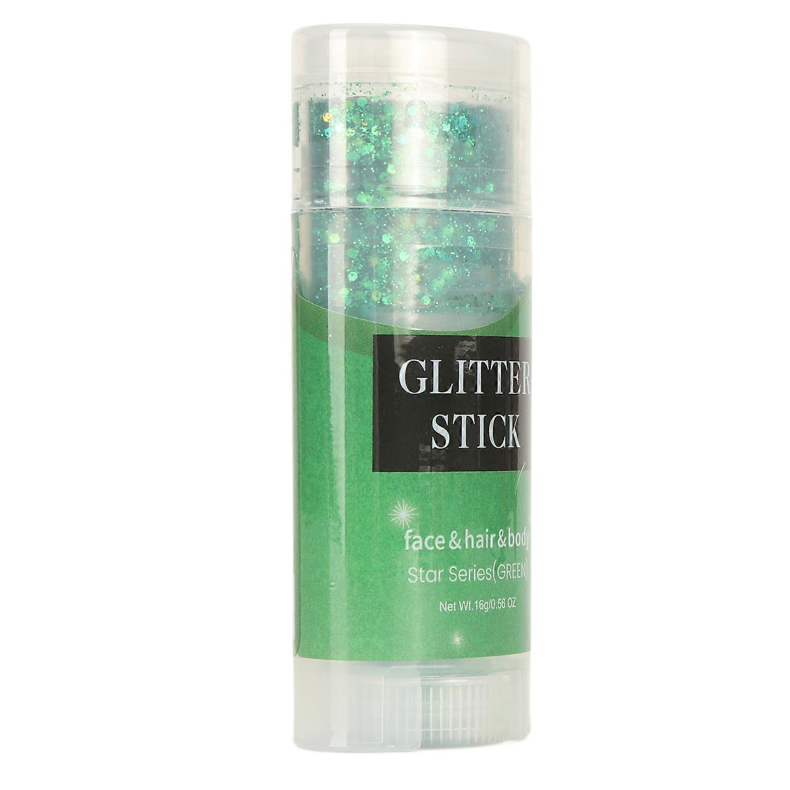 Body Glitter Stick Green Long Lasting Sparkling Makeup Gel for Festival Party Performance 16g