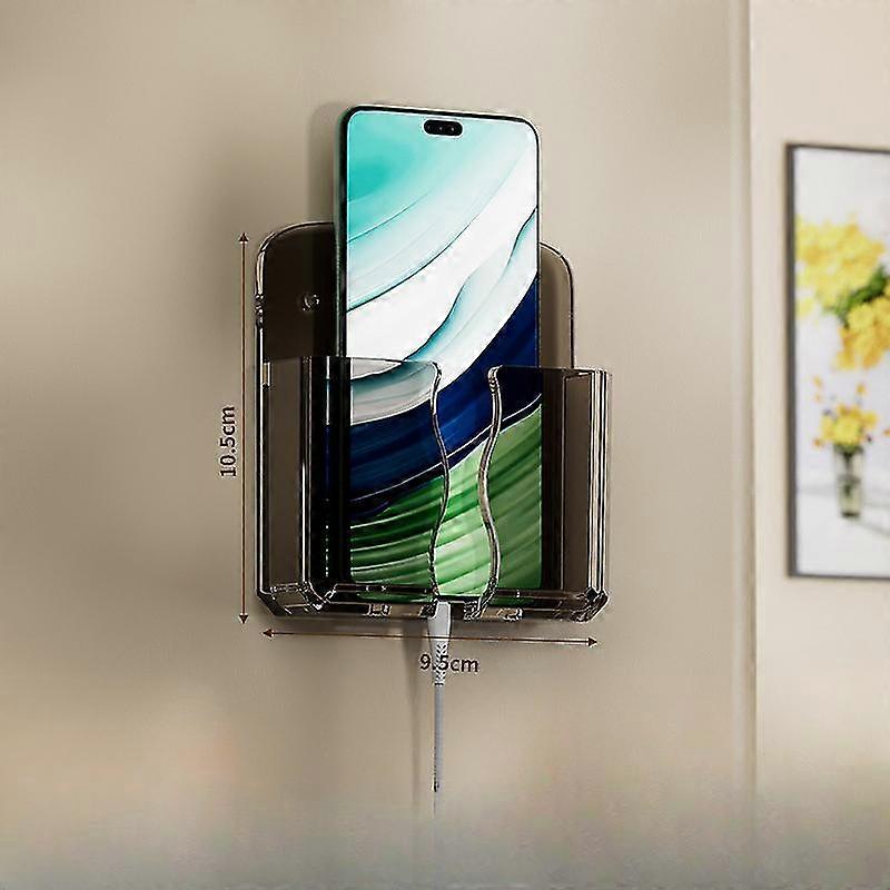 Wall Mounted Phone Holder, Phone Stand Self Adhesive With Charging Hole Compatible With Iphone, Android Cradle Bedside Organizer