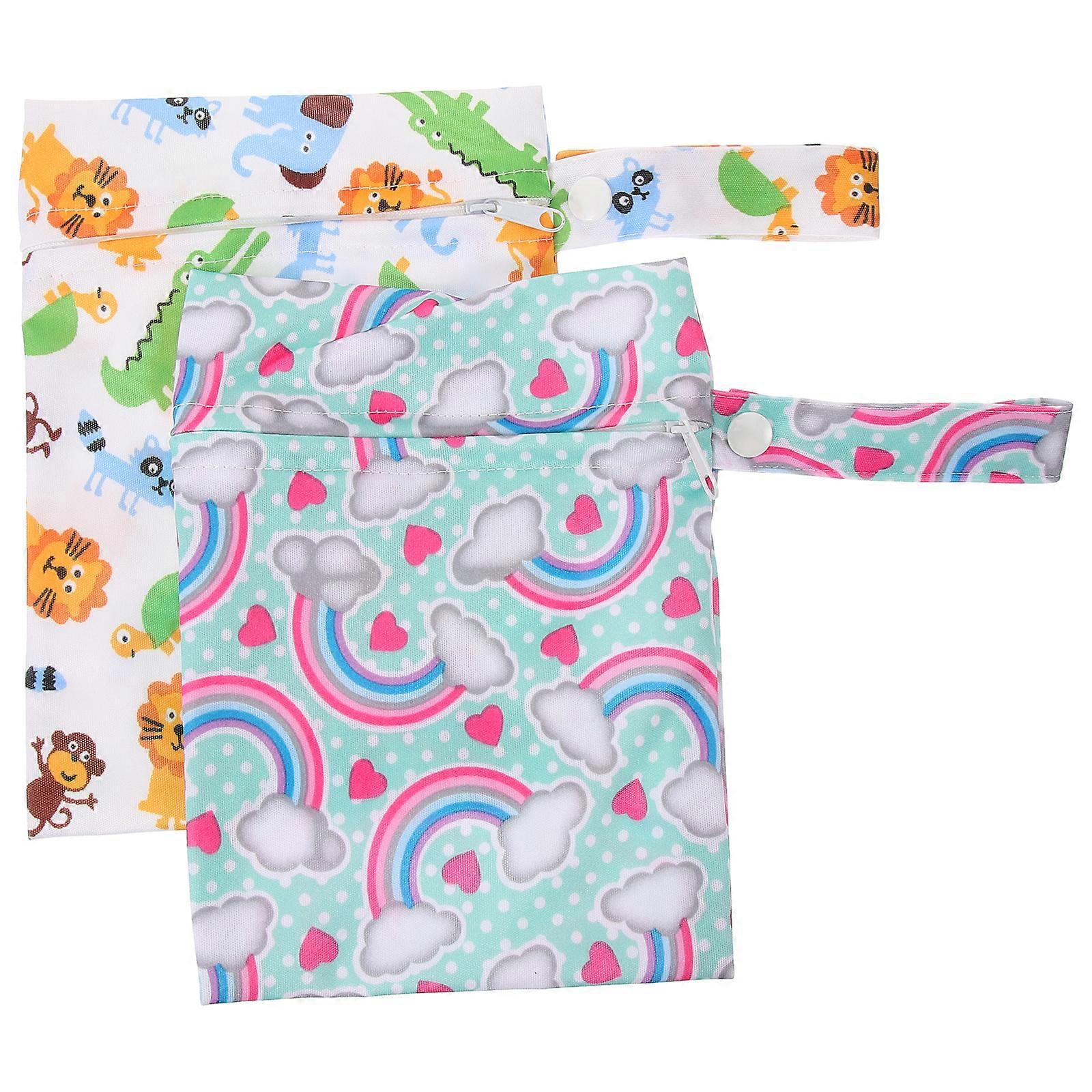 2Pcs Diaper Storage Pouches Cloth Diaper Wet Waterproof Wet Bags (Assorted Color)
