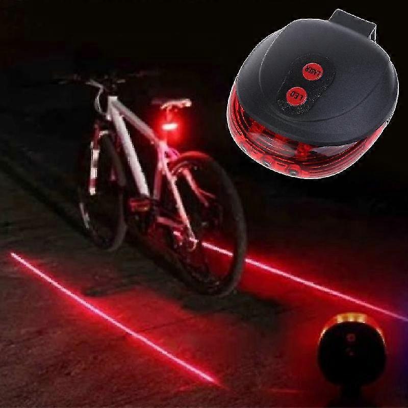2 Laser + 5-LED Bike Bicycle Cycling Taillight Warning Lamp Flashing Alarm Light
