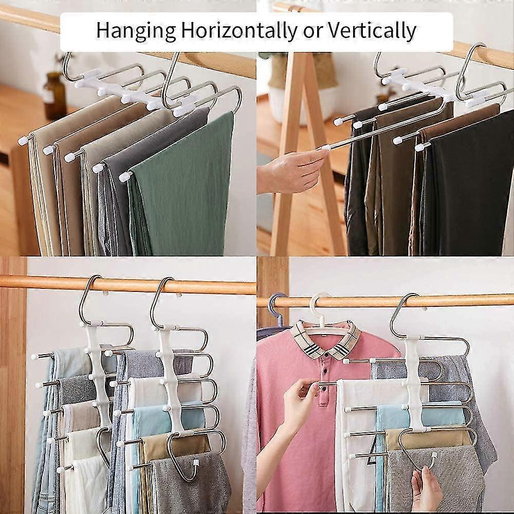 White Multiple Trouser Hanger,2 Pieces Trouser Hangers Saving Hanger