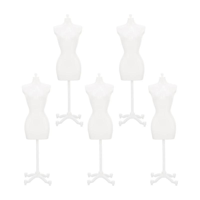 5pcs Puppe Kleiderständer Miniatur Mannequin Modell Stand Kleid Display Stand