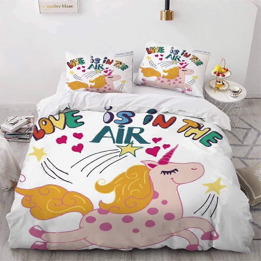 Poszwa na kołdrę 240x260 cm Jednorożec Cartoon Horse Komplet pościeli dla dorosłych z zapięciem na zamek błyskawiczny Komplet pościeli z mikrofibry + 2 poszewki na poduszki