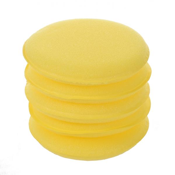 5 x Tampon applicateur de polissage de cire de voiture jaune 5 pouces Tampons éponge en mousse souple