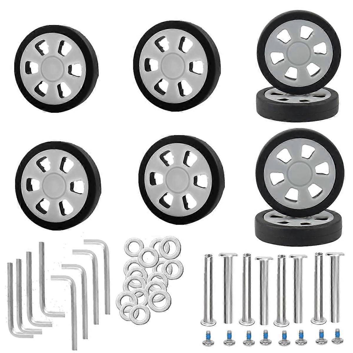 8pcs Suitcase Wheels Replacement,2.36in/60mm Thick 0.47in/12mm Resistant Rubber Mute Caster Replace