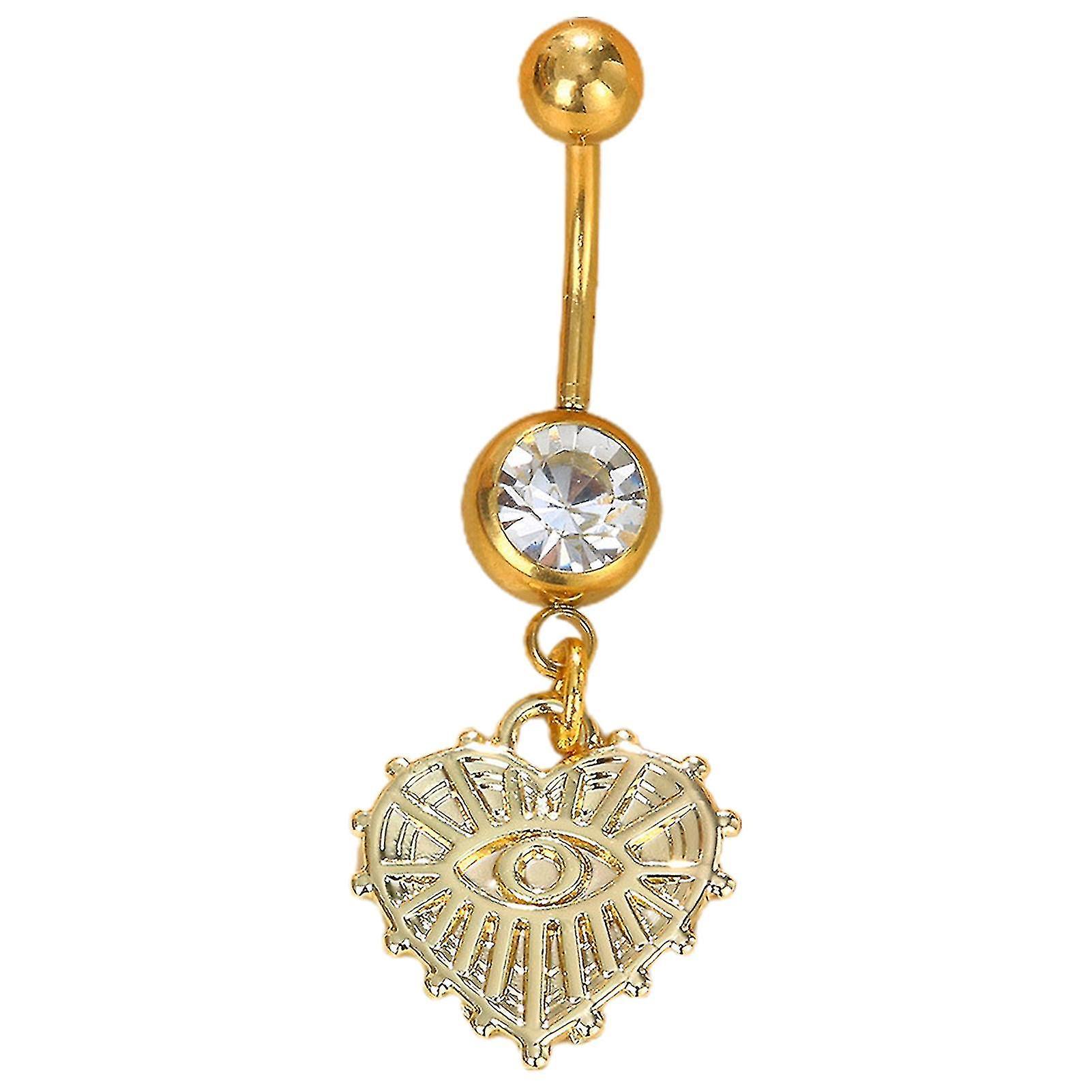 Devil's Eye Belly Button Rings Curved Piercing Dangle Navel Decor Heart Shaped-