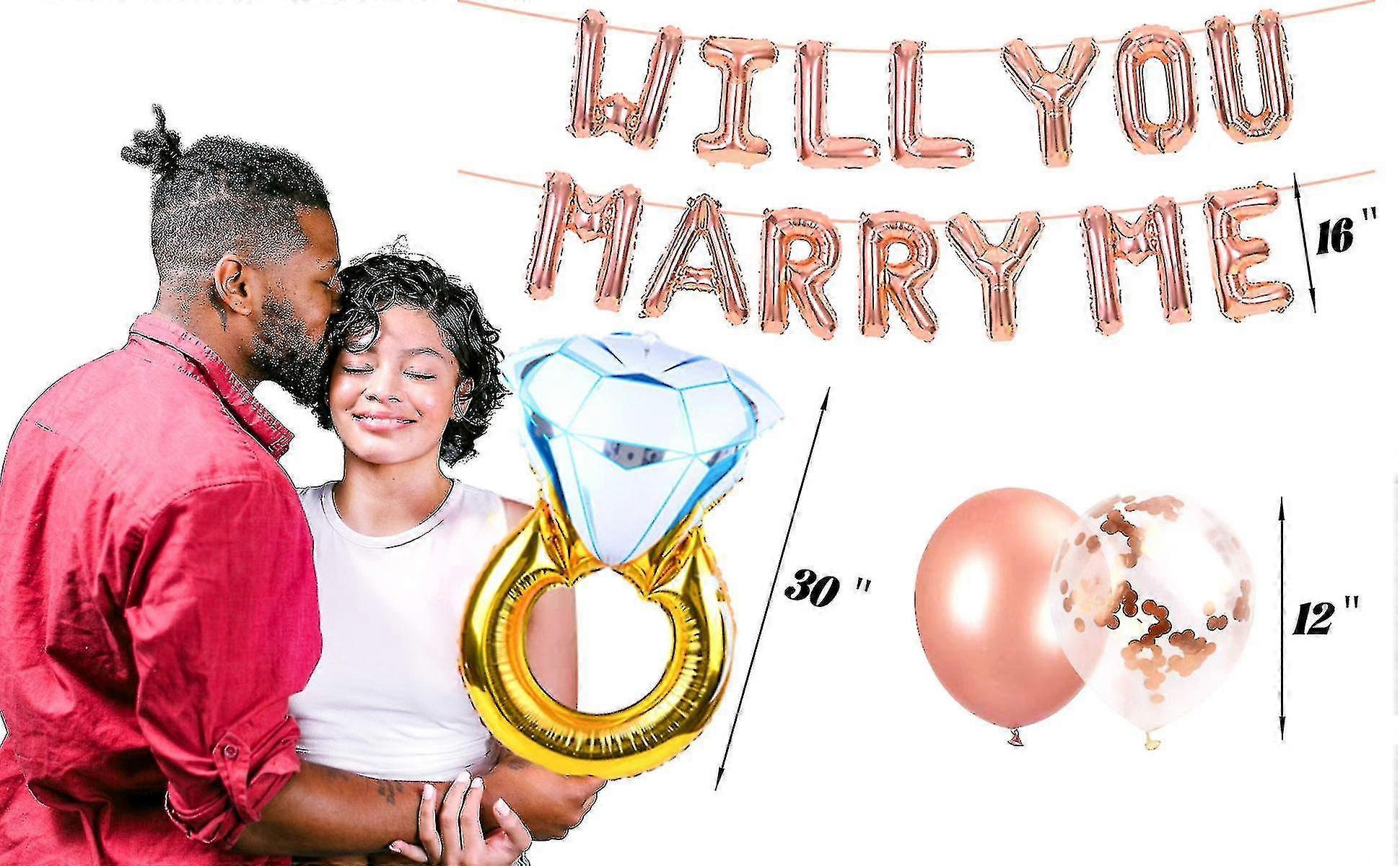 12 Set Rose Gold Will You Marry Me Proposal Decorations