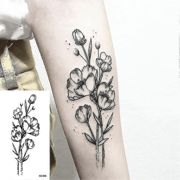 1kpl väliaikainen tatuointi musta kukka tatuointi hihat Vedensiirto Tatoo Tarra Piony Rose Tatuoinnit