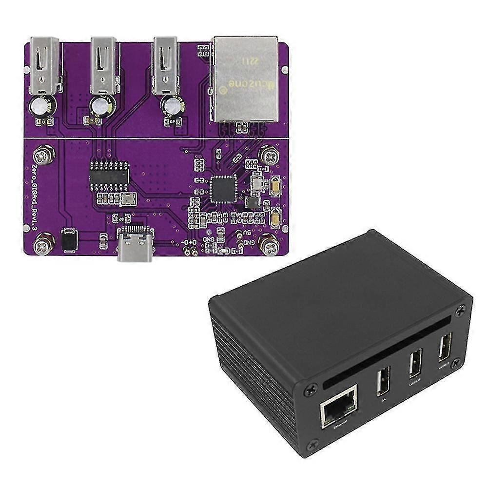 Per Zero W / 2W Gigabit Ethernet Scheda di espansione + custodia in alluminio Usb a Ethernet Hub USB Rj45 Tipo di cappello-