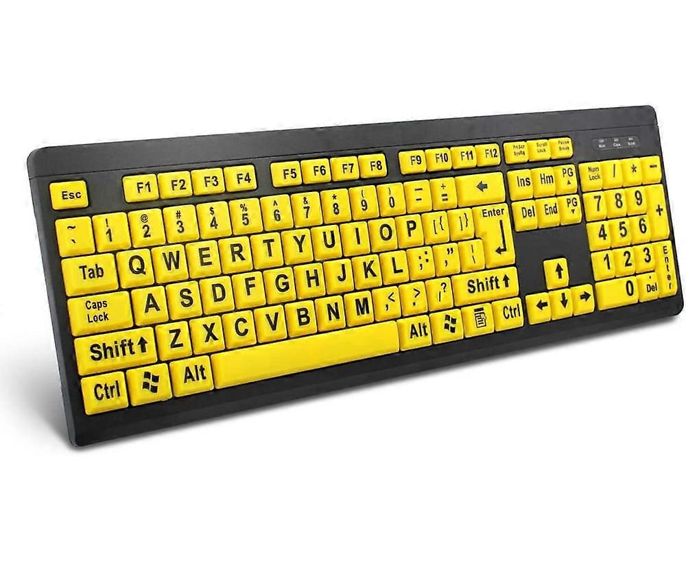 Large Print Computer Keyboard, Wired USB High Contrast Keyboard