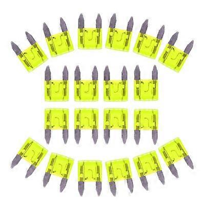 100 PCS Auto Mini Blade Fuse, DC 12V 20A(Yellow)