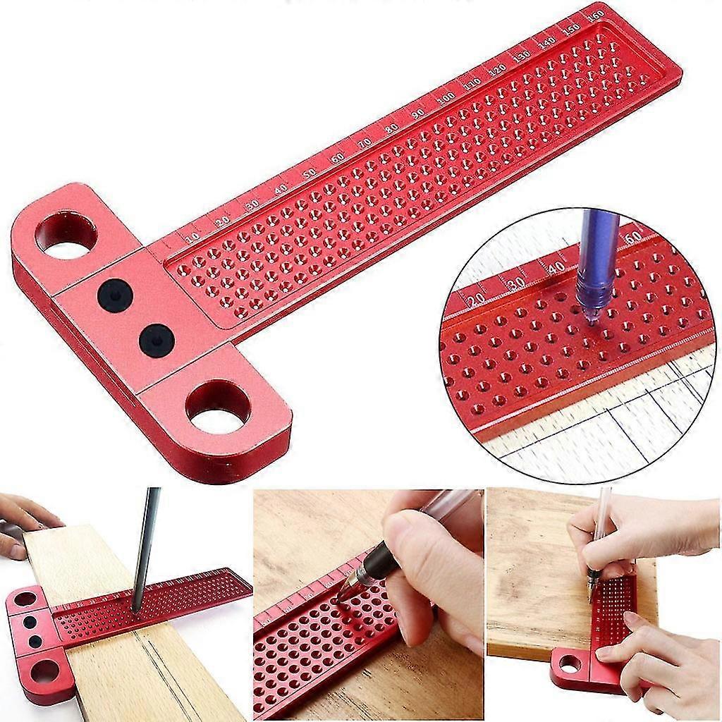 Aluminium Alloy T-160 Hole Positioning Metric Measuring Ruler Woodworking Tool