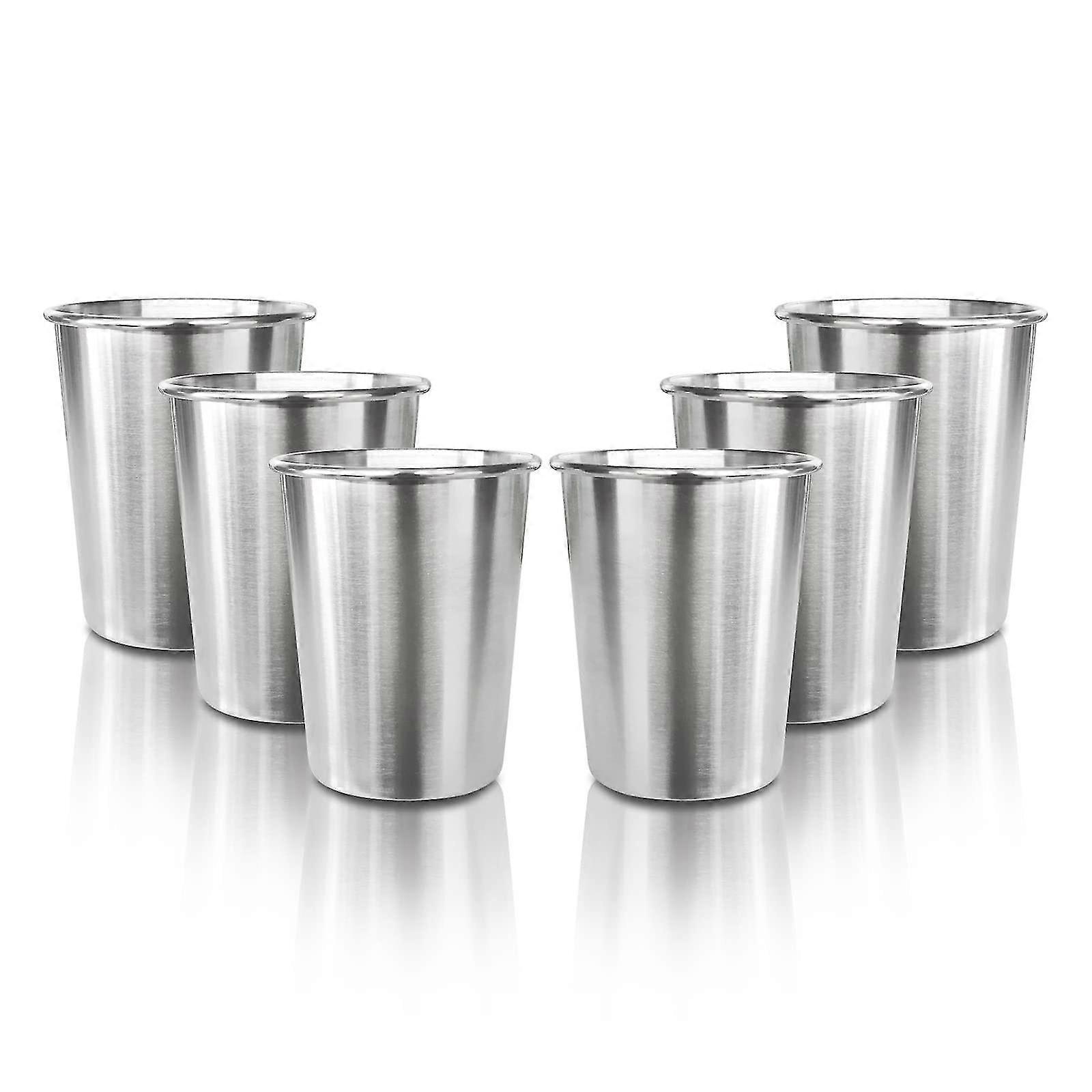 6 عبوة 8 أونصات أكواب أطفال من الفولاذ المقاوم للصدأ ، أكواب نصف لتر للأطفال ، أكواب معدنية متينة قابلة للتكديس ، أكواب شرب مقاومة للكسر