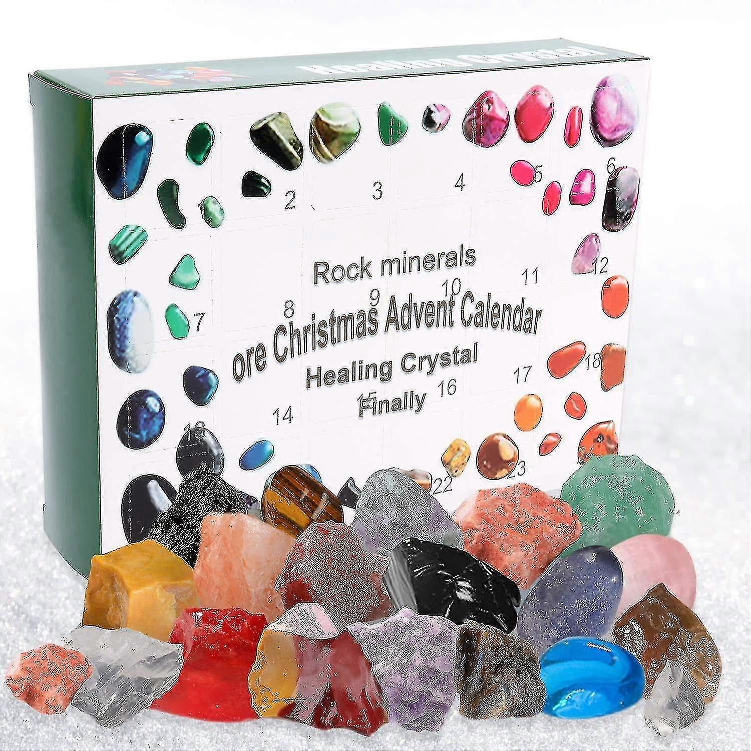 Crystal Advent Calendar 2022, 24 Days Christmas Countdown Crystal Ore Toys Collection Kit, Novelty X