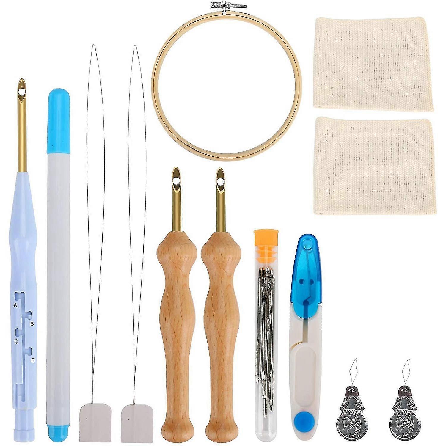 Punch Kit, Embroidery Includes Adjable Rug Yarn Punch Embroider