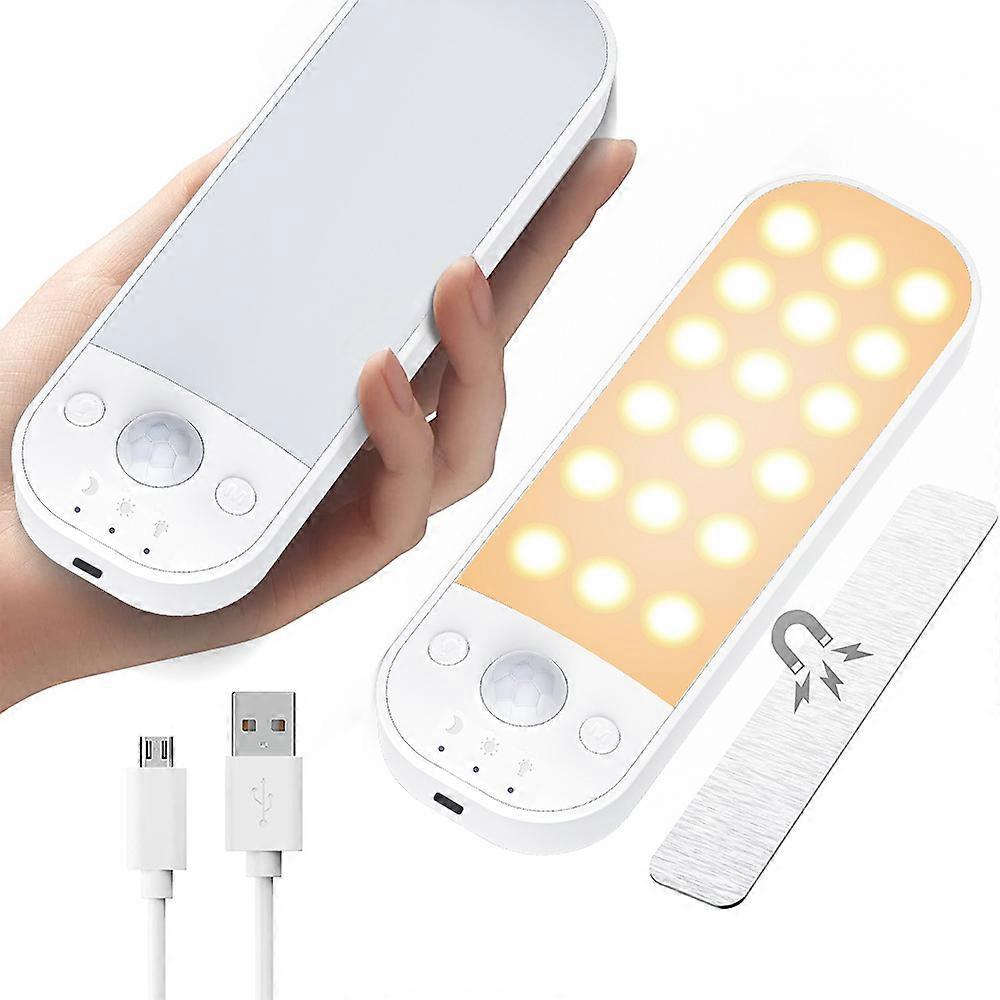 2 PackSmart Motion Sensor Night Light, USB Rechargeable LED Lamp, 3 Modes