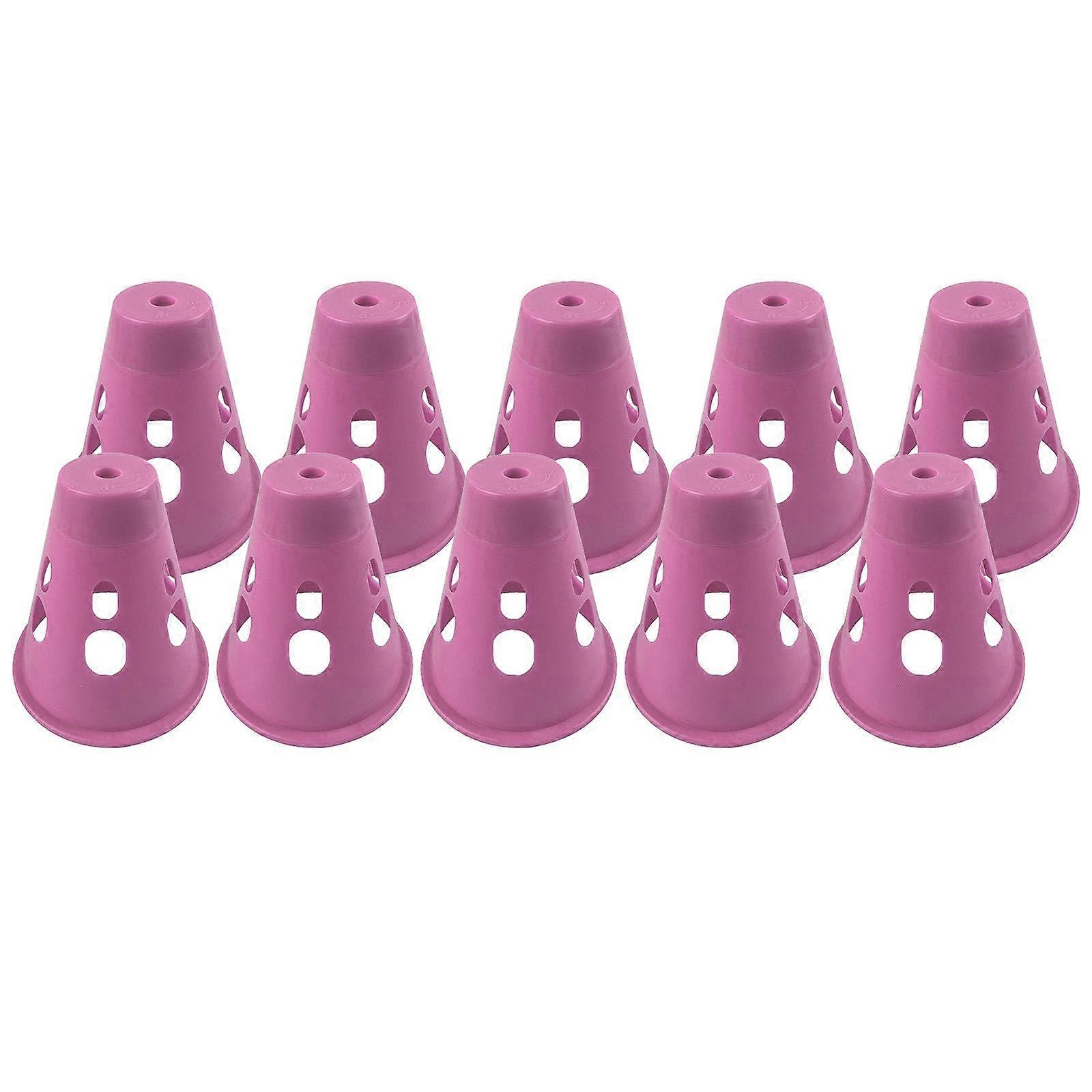 10pcs Light Up Inline Roller Skating Cones LED Pile Cup Roadblocks Pink
