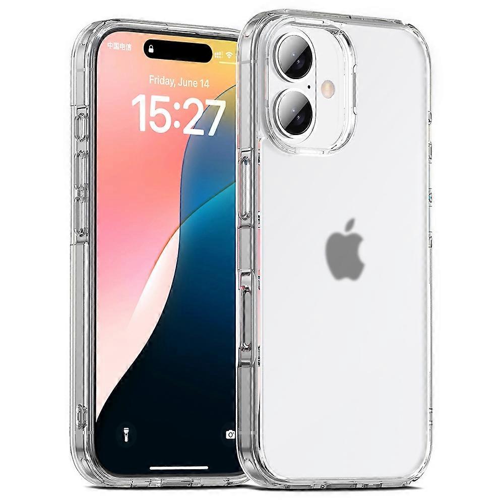 For iPhone 16 Plus Case Shockproof TPU+PC Matte Back Cover - White